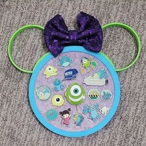 Monsters Inc Sulley & Mike Themed 3D Printed Disney Pin Board and Minnie Ears
